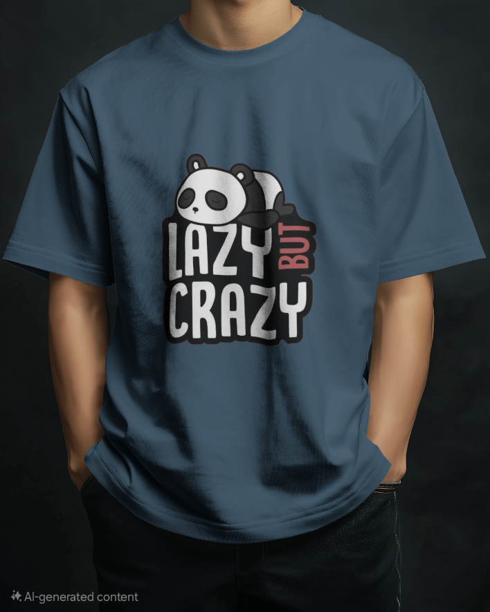 Lazy But Crazy Panda Oversize T-Shirt